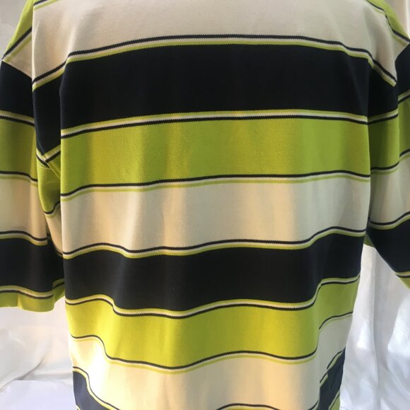 Nike Polo Shirt Men Sz L Short Sleeve Multicolor Striped 100% Cotton Blue Green - Picture 4 of 13